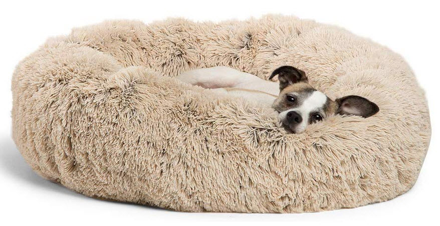 Dogs faux fur donut bed 